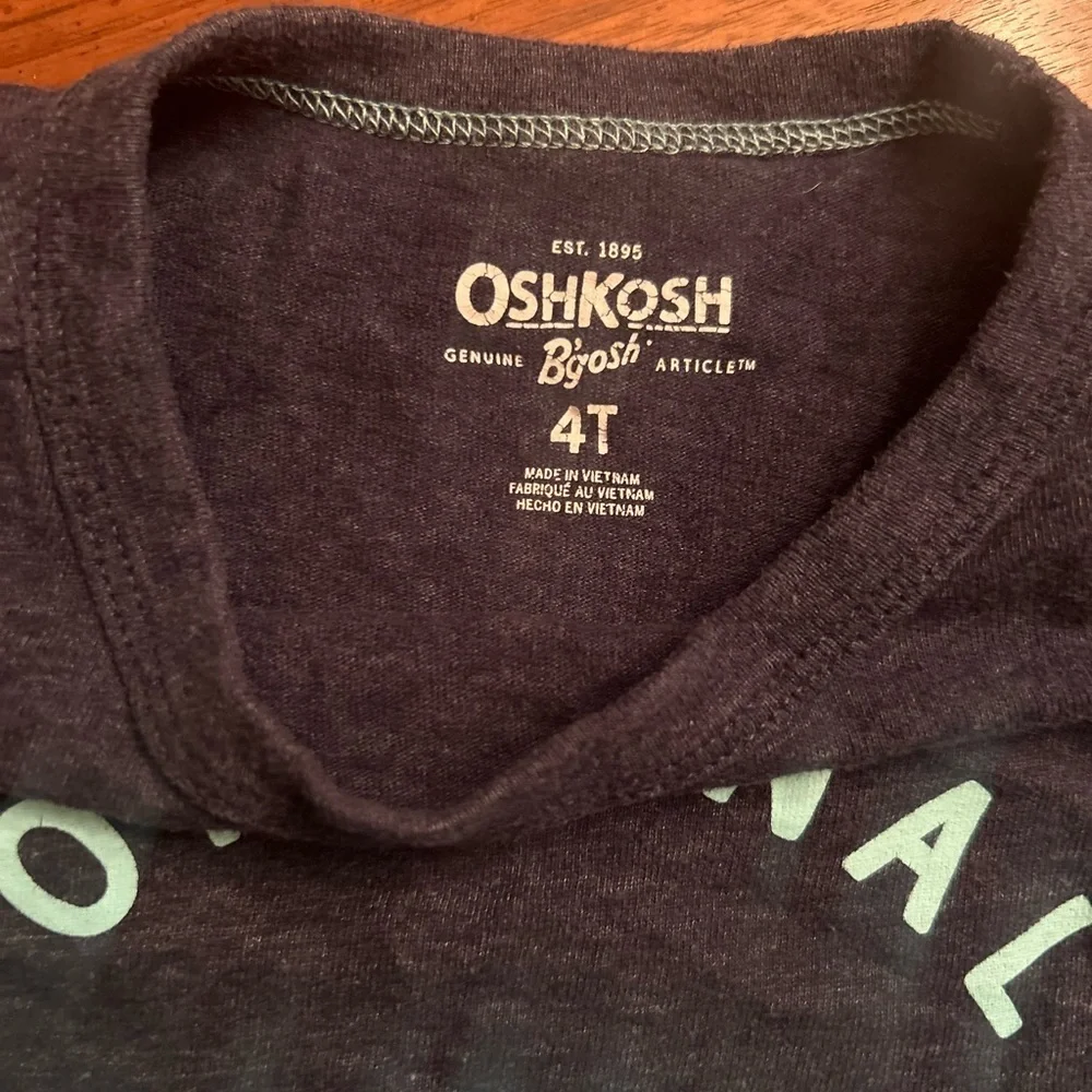 OshKosh B’gosh Toddler Boys Graphic Tee 4T Gray Logo Shirt Casual